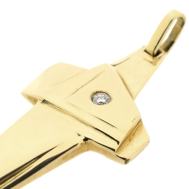 Image 12 of Gold pendant of an abstract cross with diamond; 0.05 ct.