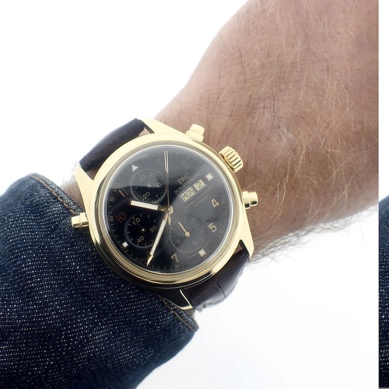 Image 11 of IWC Pilot Double Chronograph; 18k. Men's watch with split seconds