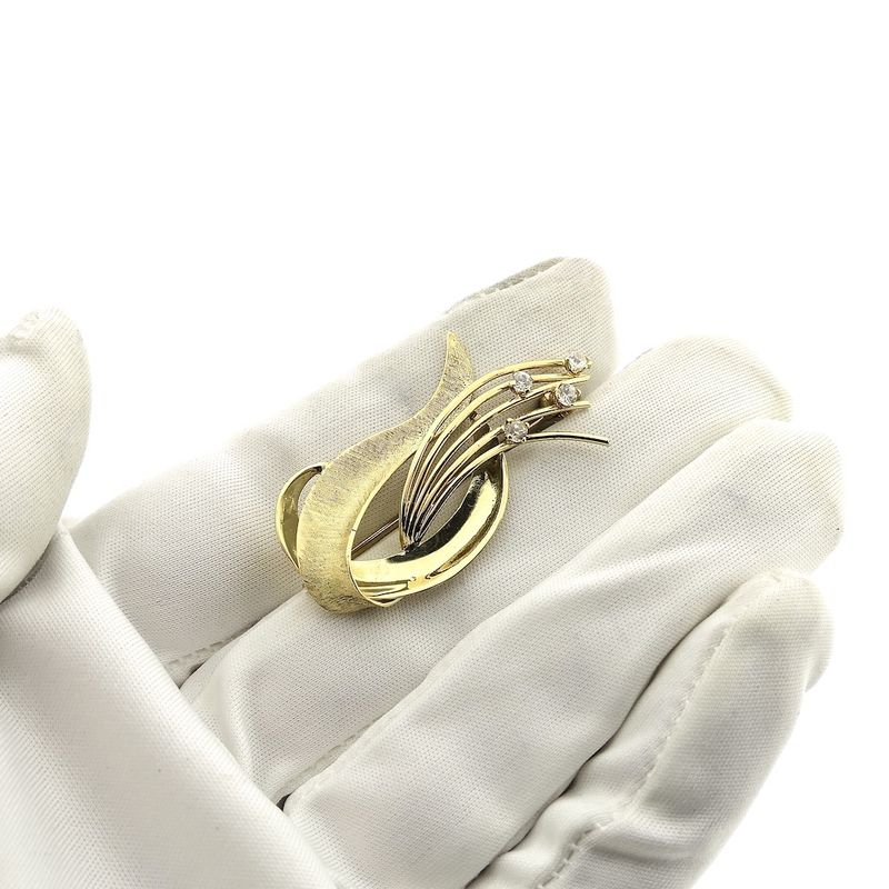 Image 8 of Gold abstract brooch with glass crystal