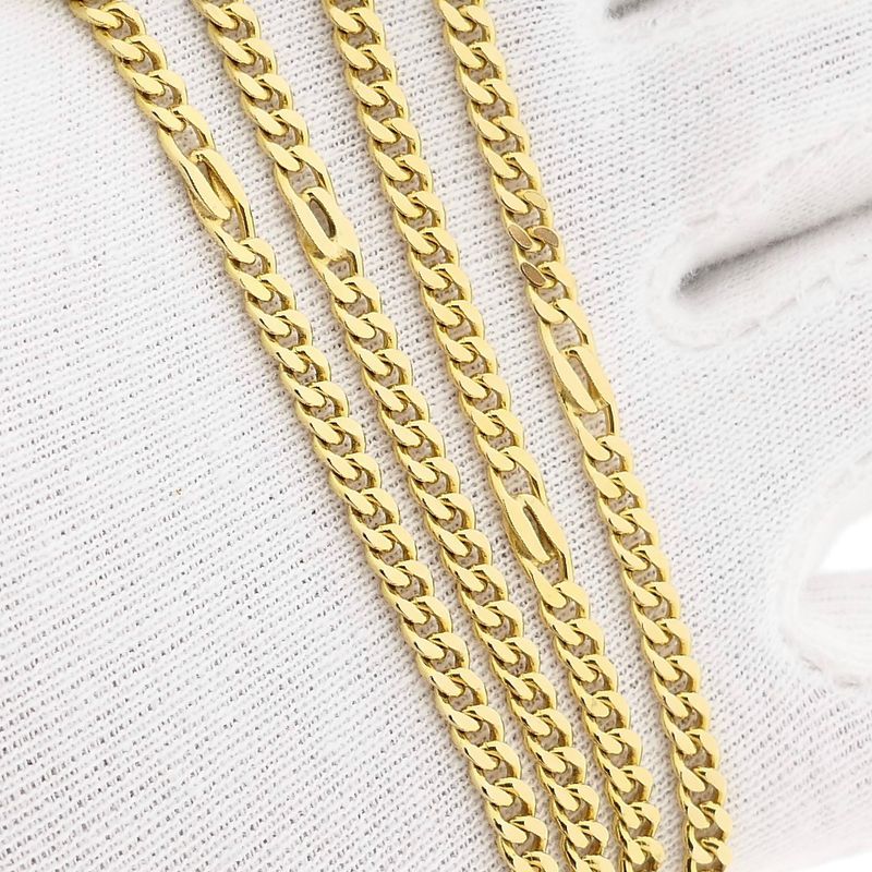 Afbeelding 7 van Gouden gourmetschakel ketting met wiebertjes | 81 cm