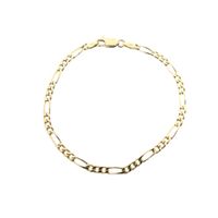 Gold closed Figaro link bracelet.