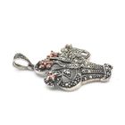 Image 2 of Silver pendant with orange zirconia and marcasite; floral bouquet