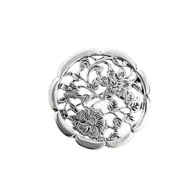 Image 1 of Large silver brooch | Floral design