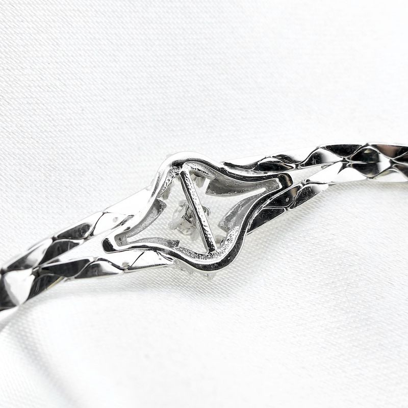 Image 4 of White gold cobra link bracelet with diamonds