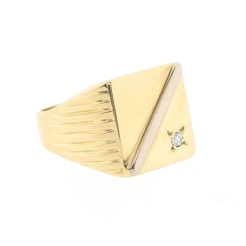 Image 3 of Vintage gold signet ring with diamond 0.05 ct.