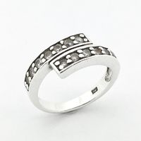Silver double row ring with zirconia