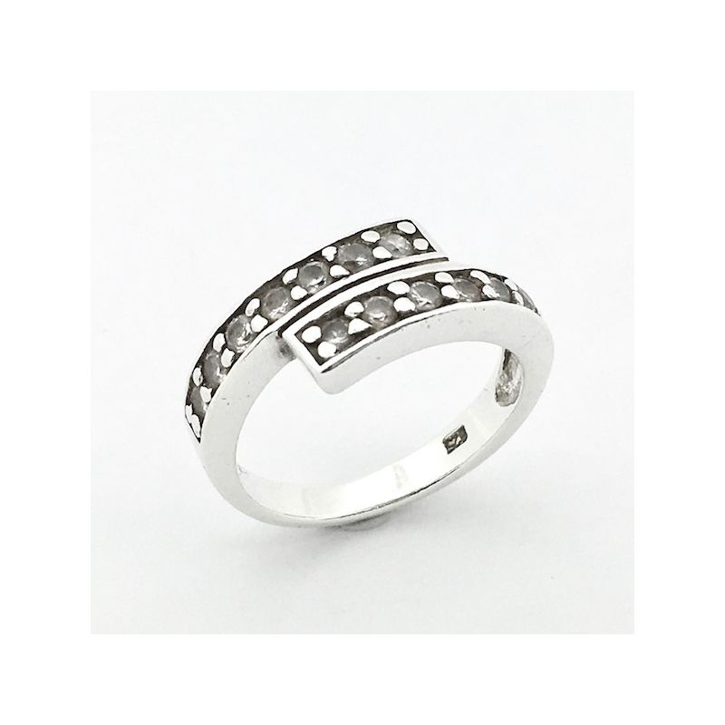 Image 1 of Silver double row ring with zirconia