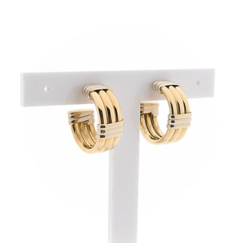 Image 1 of Two-tone gold earrings; Ø 19.7 mm
