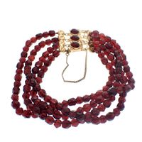 Antique glass bead bracelet with gold clasp