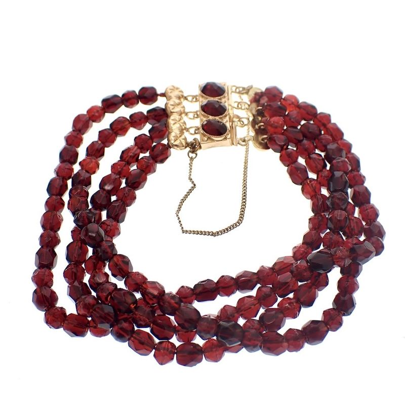 Image 1 of Antique glass bead bracelet with gold clasp
