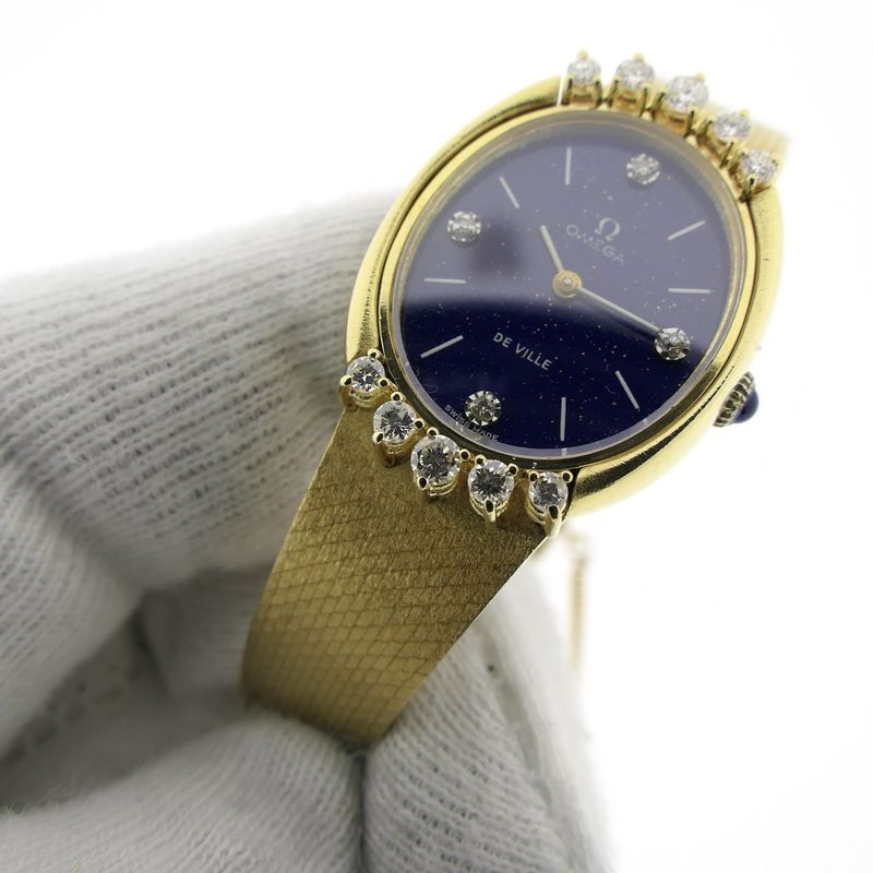 Image 14 of Omega Deville; 18k gold watch with lapis lazuli dial and diamonds