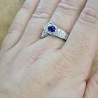 Image 3 of White gold ring with sapphire and diamonds 0.61 ct.