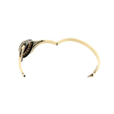 Image 1 of Antique Victorian gold and silver bangle with garnet