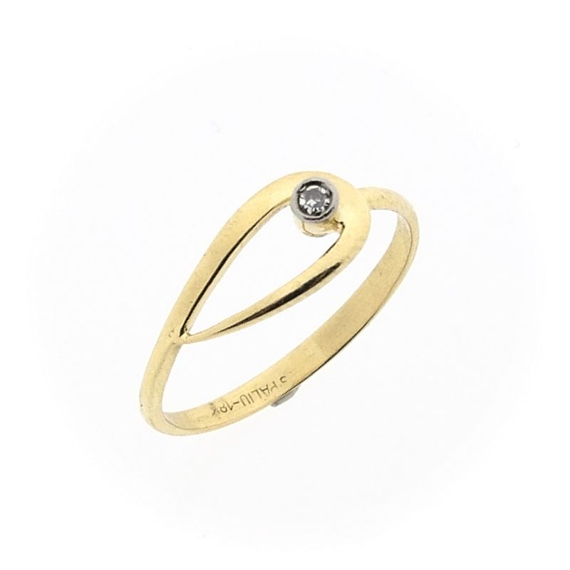 Image 1 of 18 carat gold solitaire ring with diamond | 0.015