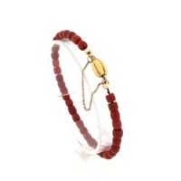 Blood Coral Bracelet with Gold Clasp