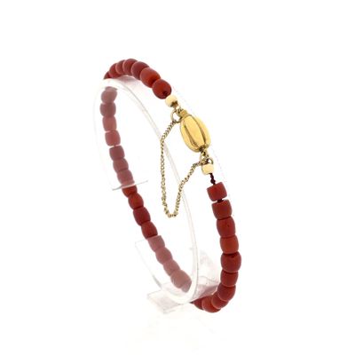 Blood Coral Bracelet with Gold Clasp Image 1 of Blood Coral Bracelet with Gold Clasp