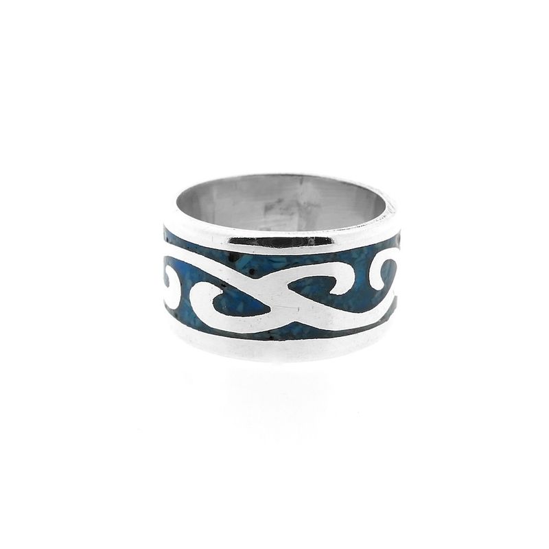Image 5 of Bombarie silver ring with tribal and blue enamel