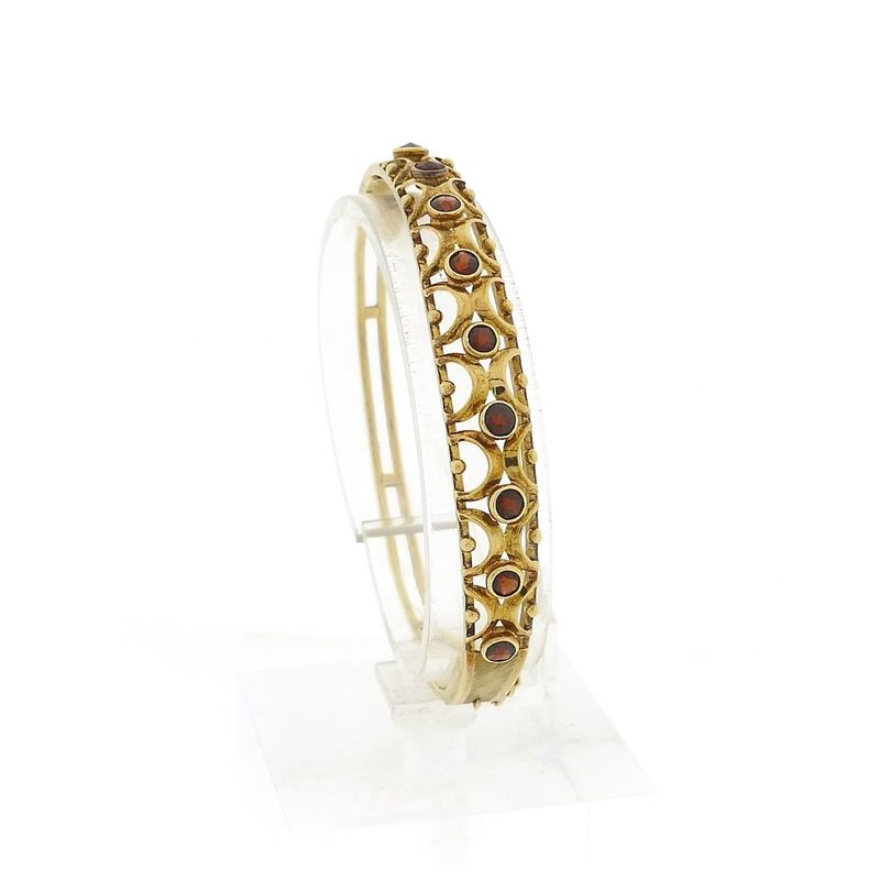Image 3 of Vintage gold bangle with garnet; Size M