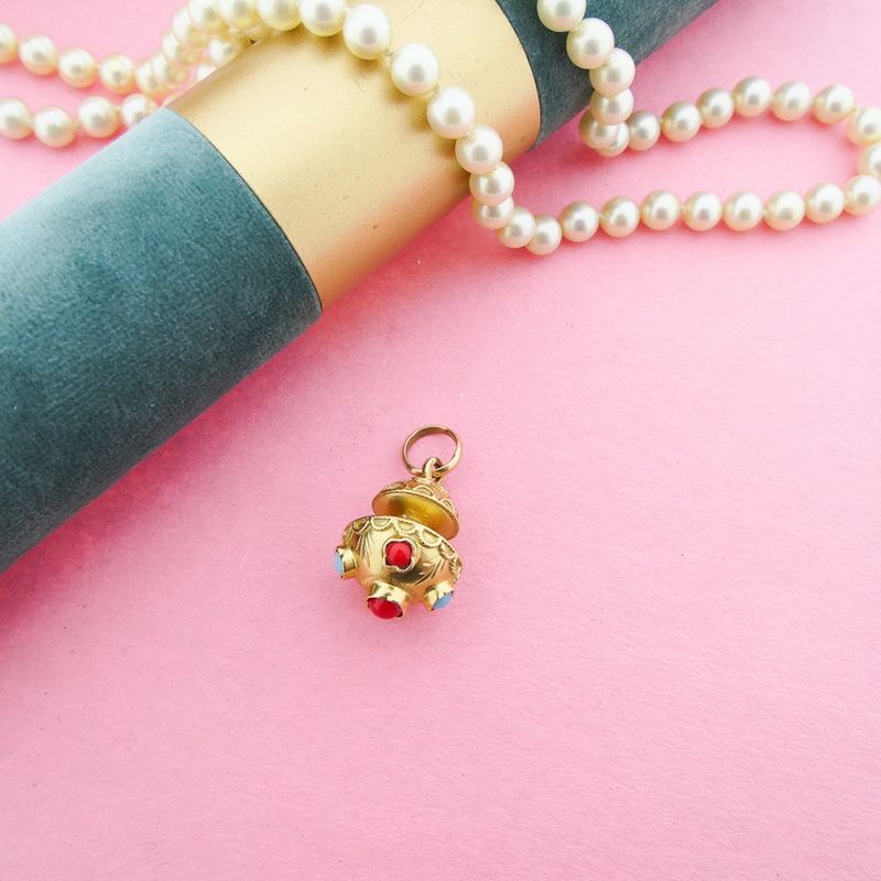 Image 12 of Golden oriental pendant with turquoise and jasper