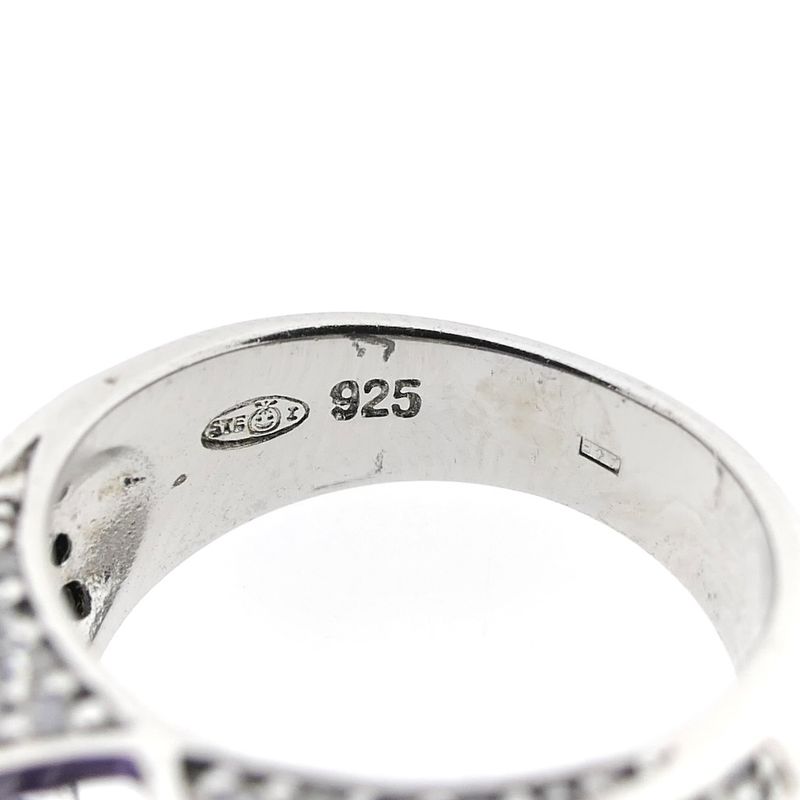 Image 6 of Silver ring with zirconia stones.