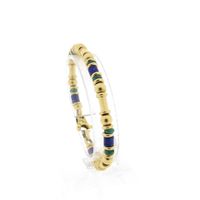 Gouden armband met lapis lazuli en malachiet | 19,5 cm