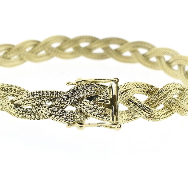 Image 3 of Gold braided foxtail link bracelet | 18.5 cm