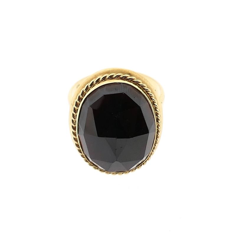 Image 3 of Gold Garnet Statement Ring; 14K; Size 18