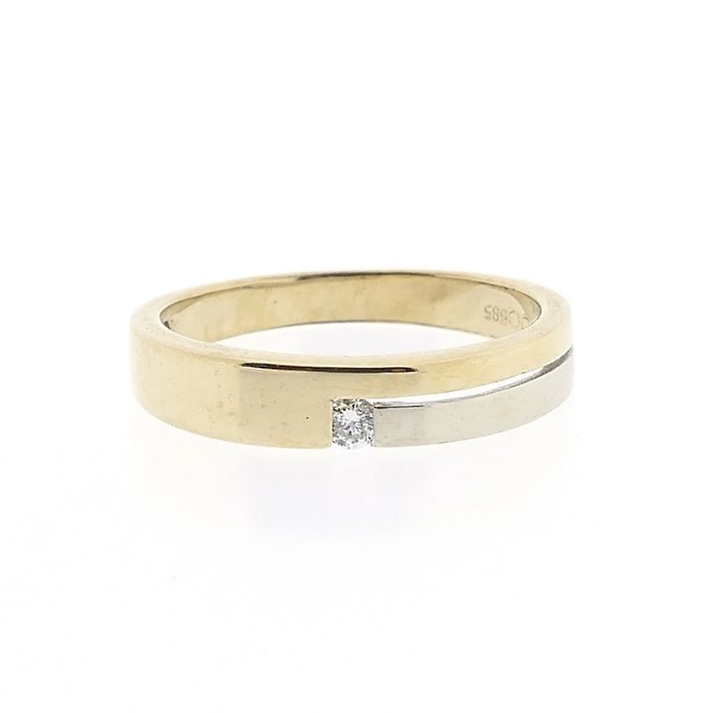 Image 2 of Two-tone gold solitaire ring with diamond; 0.03 ct.