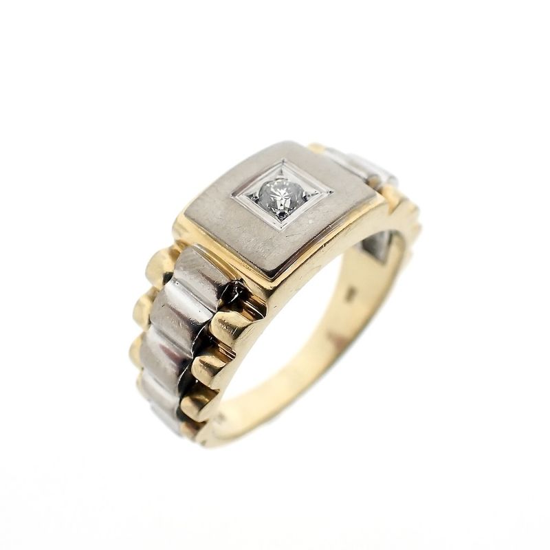 Image 1 of Bicolor Rolex president band ring with diamond | 0.10 ct.