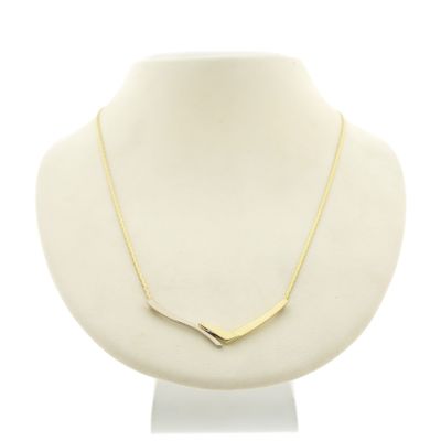 Two-tone gold cobra link necklace with fixed pendant Image 1 of Two-tone gold cobra link necklace with fixed pendant