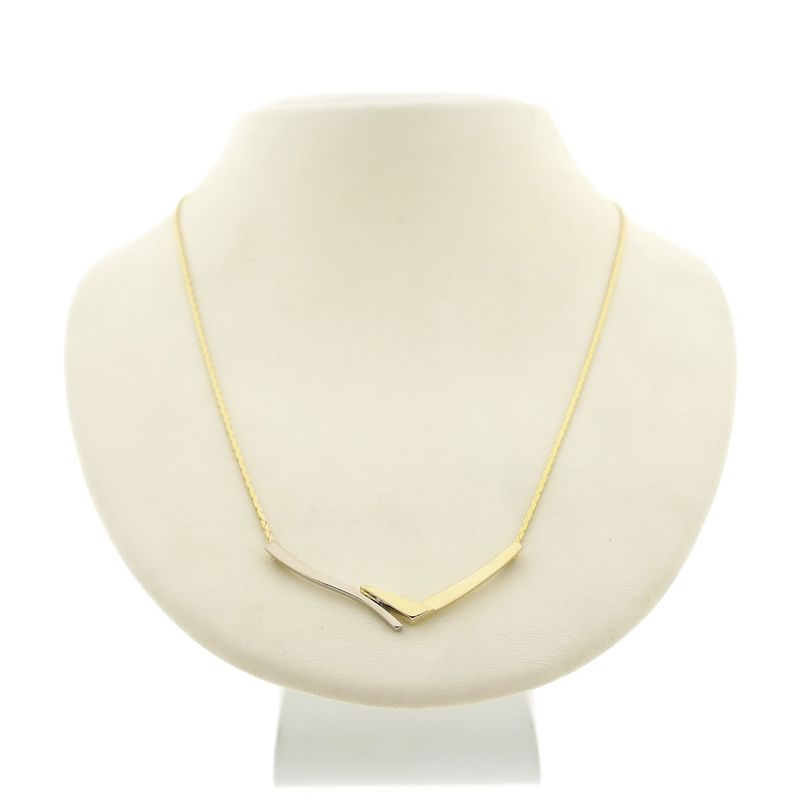 Image 1 of Two-tone gold cobra link necklace with fixed pendant