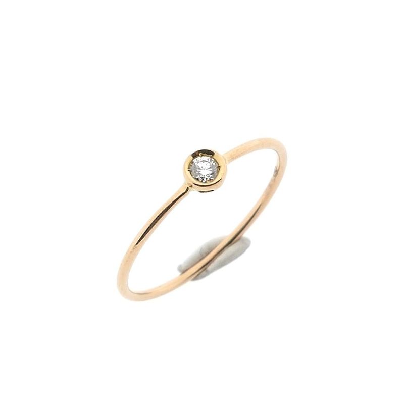Image 1 of Rose gold solitaire ring with diamond; 0.07 ct.