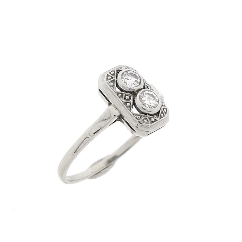 Image 1 of 18-karat white gold art deco ring with diamonds | 0.22 ct.