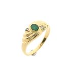 Image 1 of Gold Ring with Emerald & Zirconia; 14 Karat; Size 19