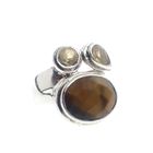 Image 3 of Silver ring with tiger's eye and citrine