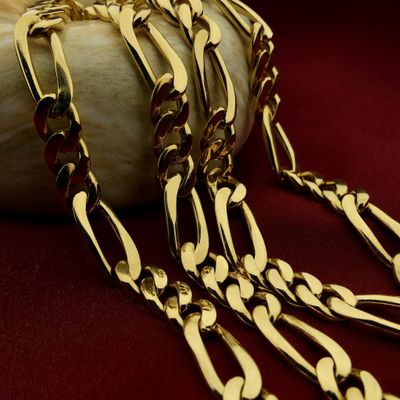 Image 2 of Long gold Figaro link chain