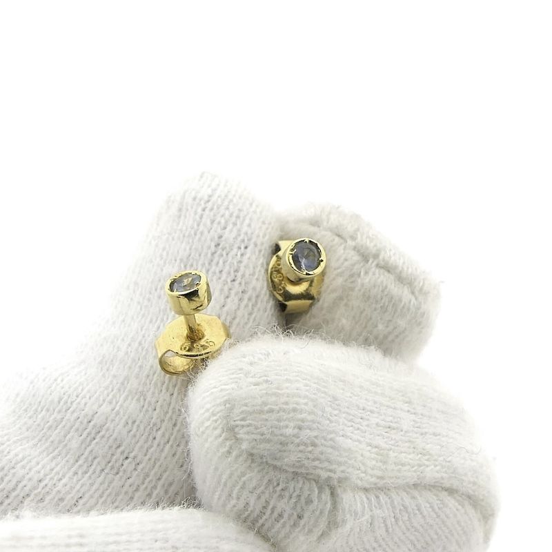 Image 3 of Gold stud earrings with aquamarine