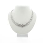 Image 1 of White gold herringbone link necklace with diamond; 0.63 ct.