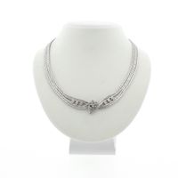 White gold herringbone link necklace with diamond; 0.63 ct.