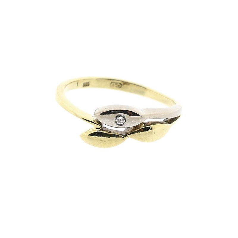 Afbeelding 3 van Bicolor gouden ring met diamant; 0,015 ct. 