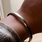 Image 7 of Silver Slave Bracelet with Pattern; Size S/M