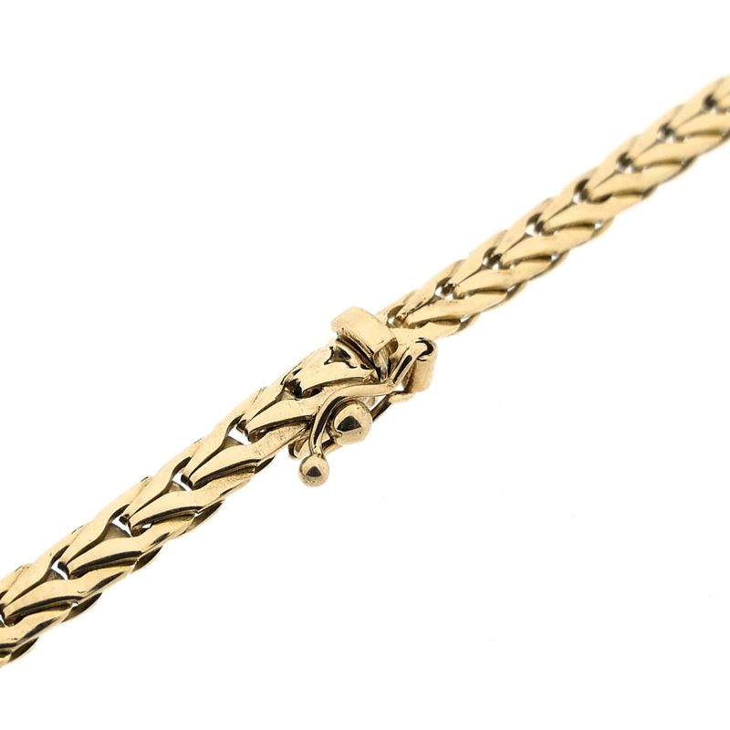 Image 4 of Gold Fantasy Link Necklace with Tricolor Pendant