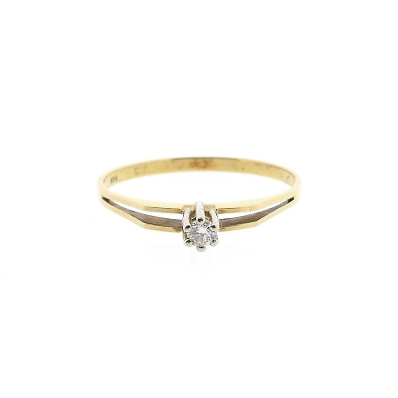 Image 3 of Gold solitaire ring with diamond; 0.03 ct.