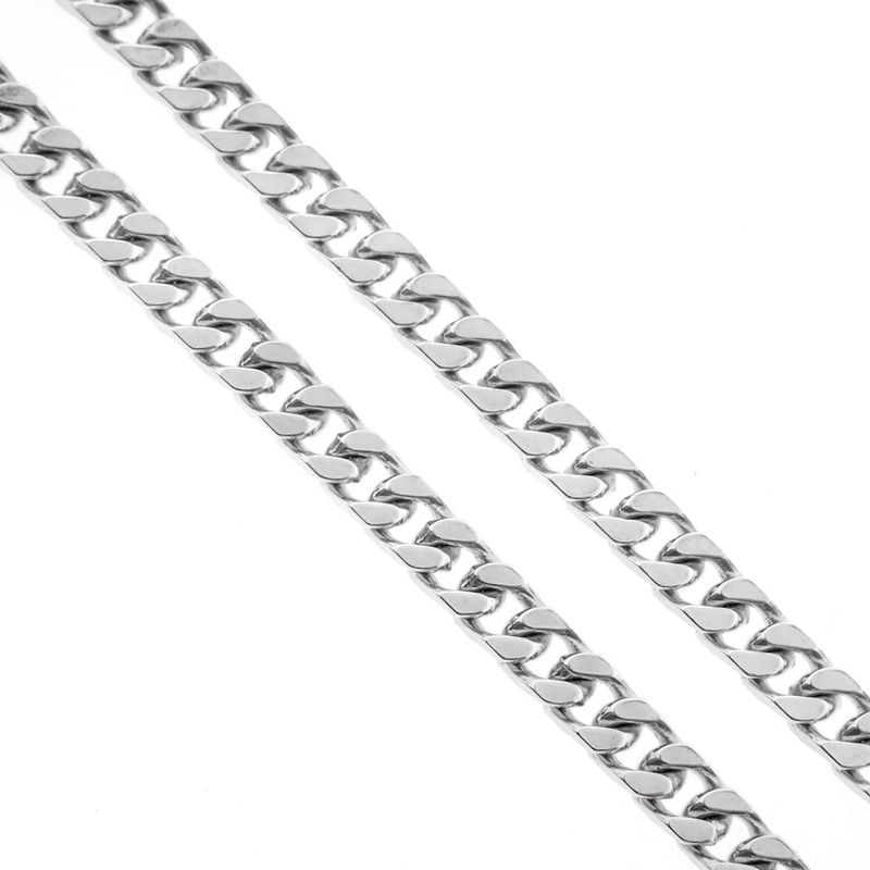 Image 3 of Silver flat gourmet link chain | 51 cm