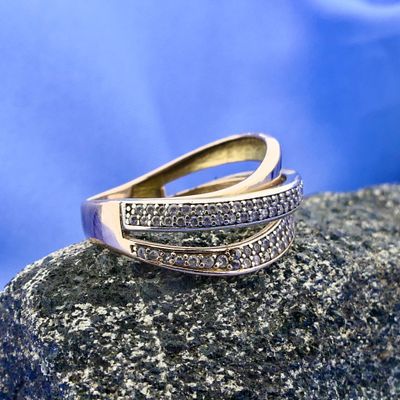 Image 2 of Rose Gold Crossover Ring with Zirconia