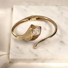 Image 7 of Gold clamp bracelet with baroque pearl and diamond; Size S/M