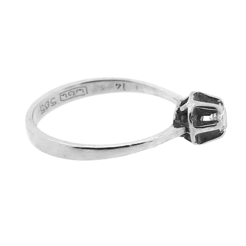 Image 6 of White gold solitaire ring with diamond | 0.15 ct.