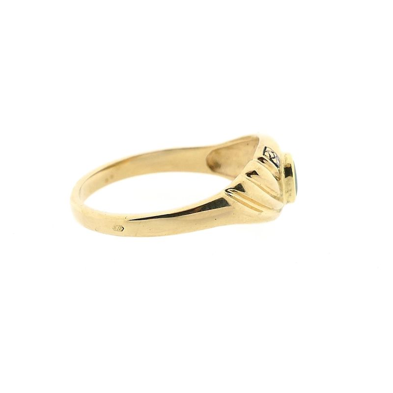 Image 5 of Gold Ring with Emerald & Zirconia; 14 Karat; Size 19