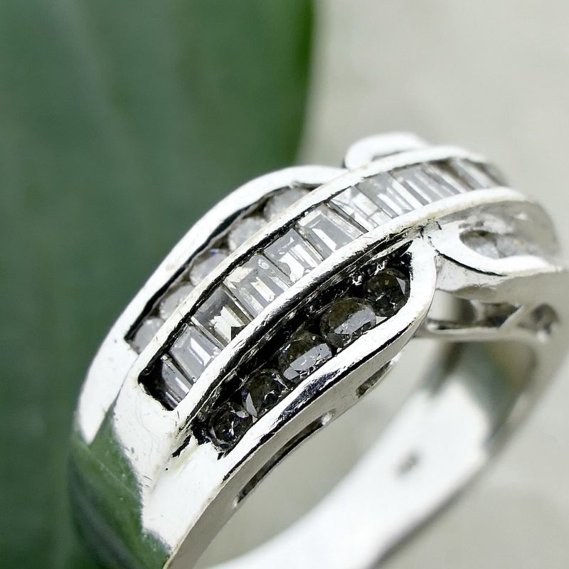 Image 7 of White gold ring with a cluster of diamonds; 0.70 ct.