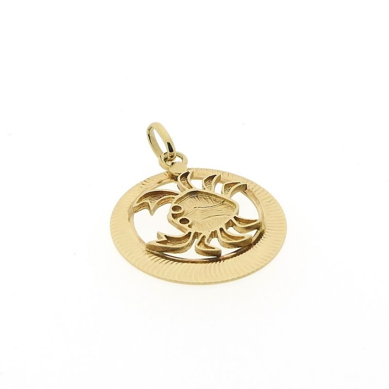 Image 3 of Gold zodiac sign pendant; Cancer | Fabiola